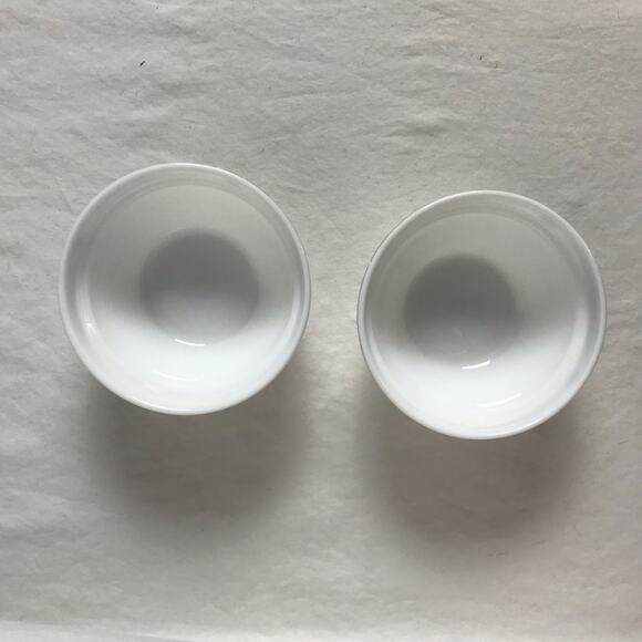 Krystallo Set of 2 Small White Milk Glass Bowls With Floral Accent Bands - Picture 2 of 7